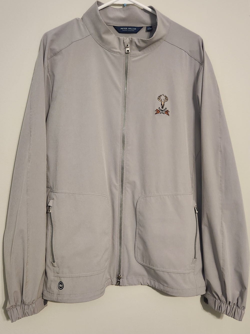 Peter Millar Crown Crafted Jacket Mens L Gray Tobacco Road Golf Club Logo
